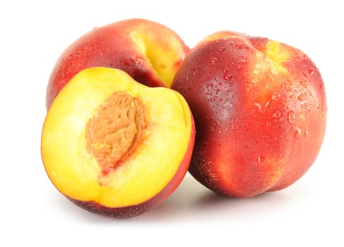 Fresh ripe peaches isolated on white