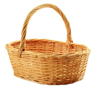 Empty wicker basket isolated on white