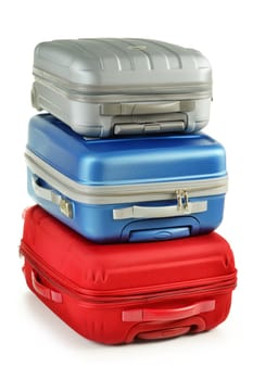 Luggage consisting of plycarbonate suitcases isolated on white
