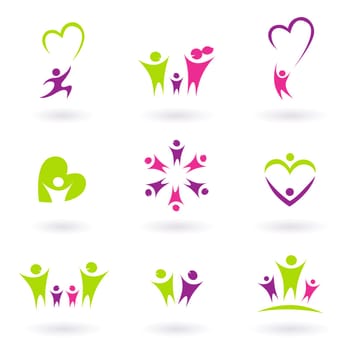 People abstract icons isolated on white. Vector Illustration.