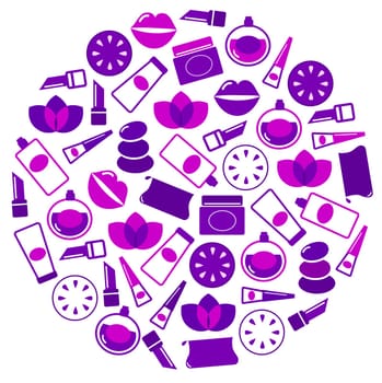 Cosmetic design elements and icons isolated on white. Vector