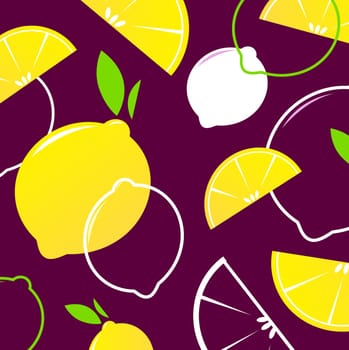 Fresh stylized Fruit - Lemon slices. Vector Background.