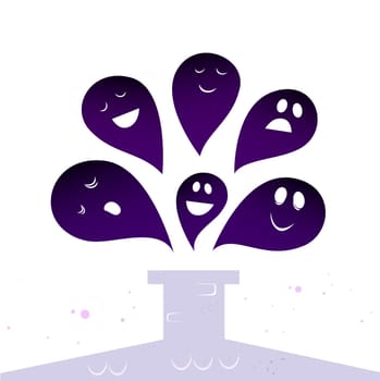 Ghost monsters stylized in group. Vector Illustration.