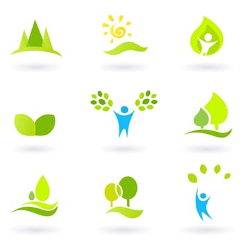 Vector collection of trees and nature icons.