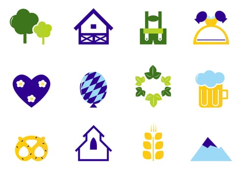 Vector Collection of Germany and Octoberfest design elements - blue, orange, green
