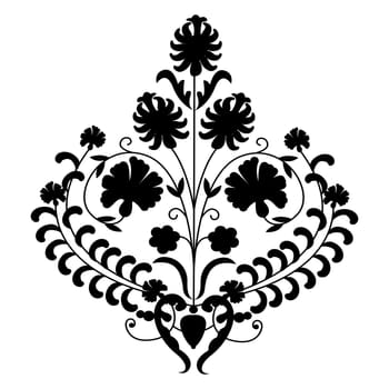 Hand drawn floral pattern, isolated object against white background