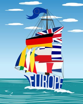 Conceptual European Union flag ship graphic