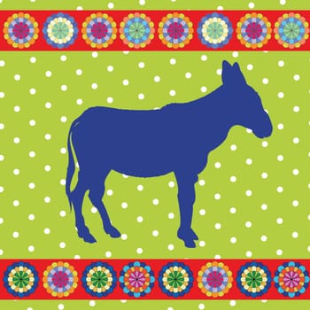 donkey clip art,retro style card