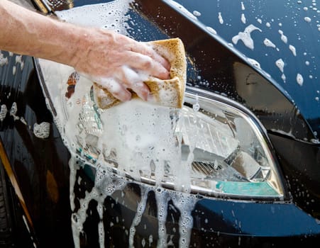 washing a car