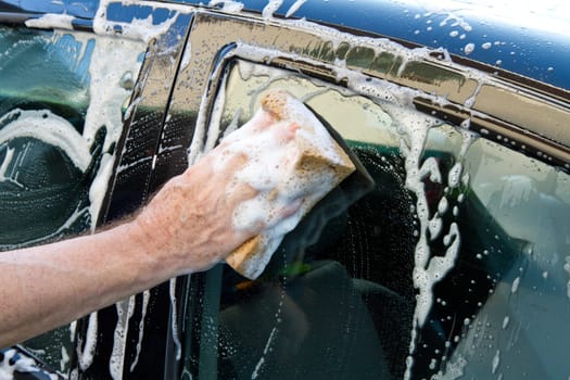 washing a car