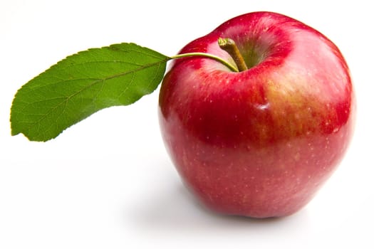 Fresh red apple on white background