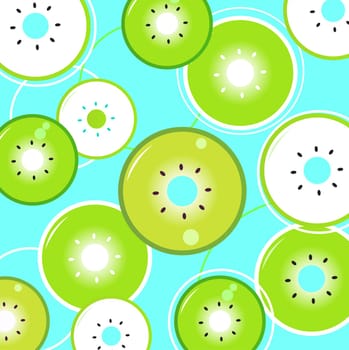 Fresh taste of Kiwi pattern. Vector Illustration.