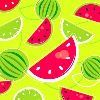 Pink and green Watermelon background. Vector