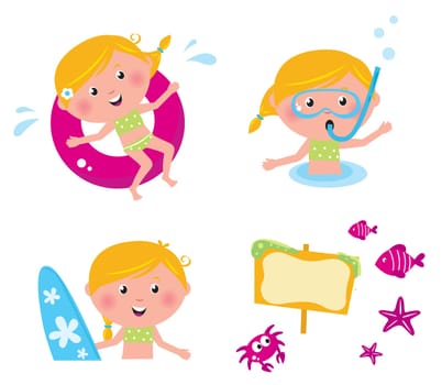 Swimming and mare icon set - vector collection of summer icons