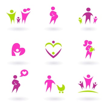Set of family and pregnancy set icons. Vector Illustration