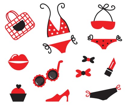Vector collection of sexy girls items and accessories.