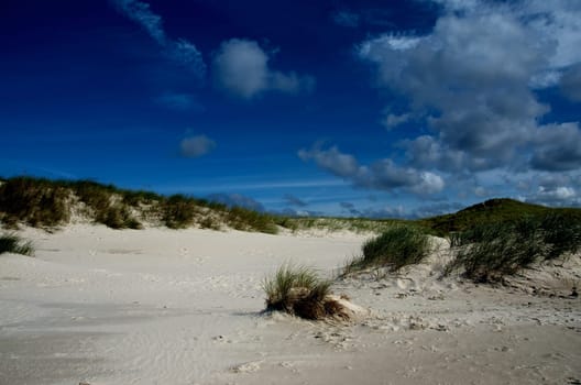 dunes of Amrum, Germany, with blue sky