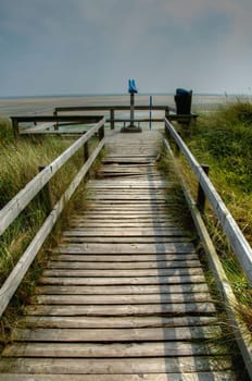 old wooden brdge near the beach on Amrum, Germany
