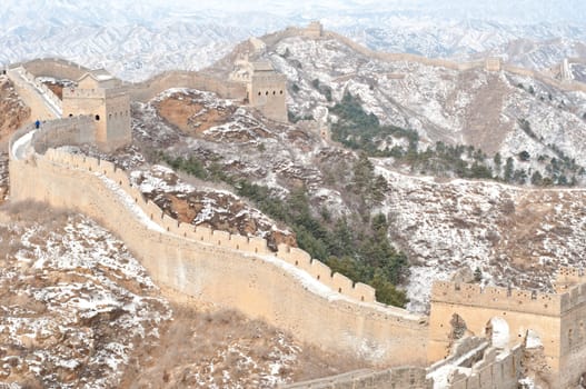 A section of the great wall of china in winter