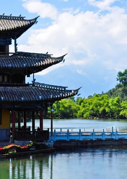 Chinese Architecture in a garden park at black dragon pool