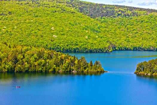 panorama lake of sacacomie  in quebec canada