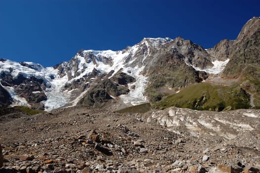 summer view of Monte Rosa glacier, Italian side