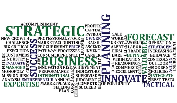 Business buzz words scrambled up for a background