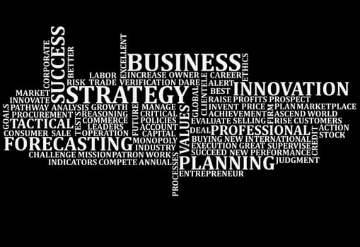 Business buzz words scrambled up for a background