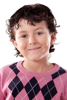 Beautiful little boy on a over white background