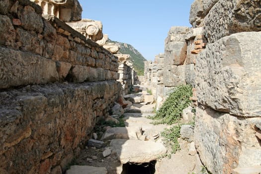 Old corridor in front of a palace of Ephesus