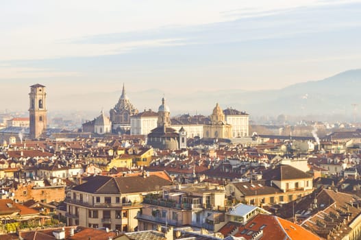 City of Turin (Torino) skyline panorama birdeye seen from above