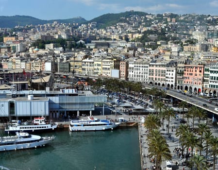 View of the town of Genoa in Italy