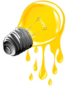 dripping energy light bulb. Isolated and grouped objects over white background