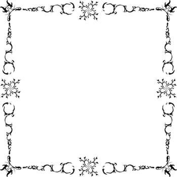 Black and white art nouveau floral frame