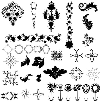 Collection of design elements, vintage graphic. isolated objects over white background