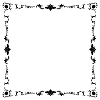 art nouveau black and white floral frame