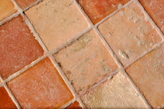 A nice and old traditional brown tile floor