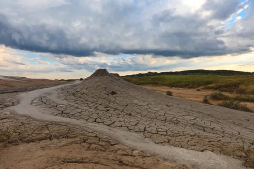 strange landscape produced bu active mud volcanoes
