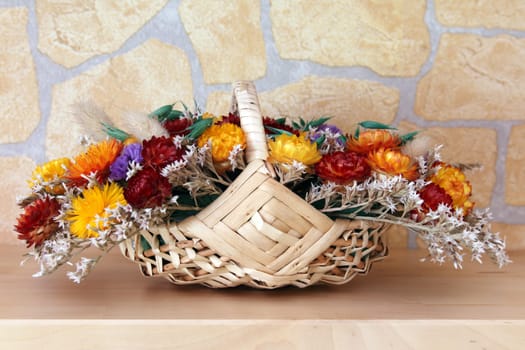 details of a bouquet of dried flowers
