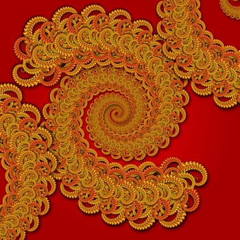 Chinese fractal pattern inspired by dragon tails. spiral of geometric repeat swirl