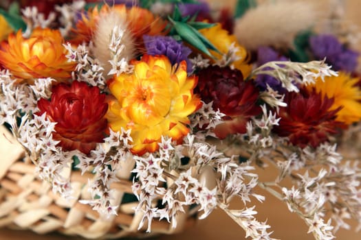 details of a bouquet of dried flowers