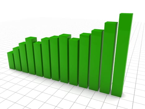 3d graph green diagramm growth chart success