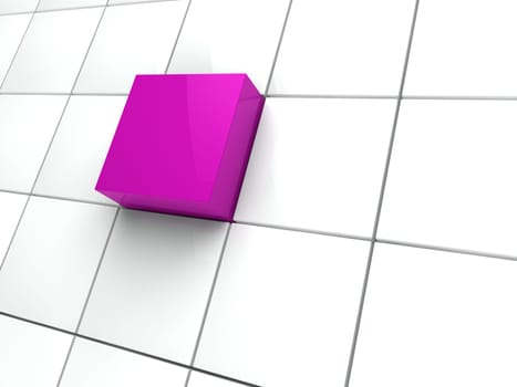 3d cube purple white area square abstract