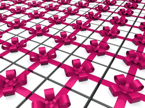 3d pink gift box present ribbon christmas