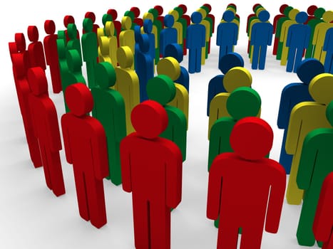 3d teamwork community circle red blue green