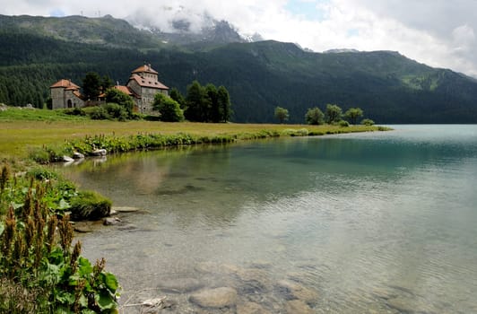 clear water and castle, engadin