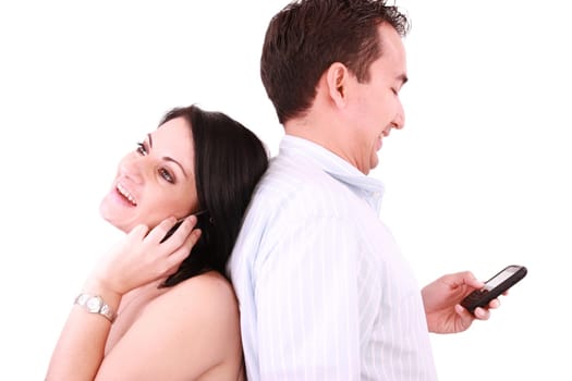 beautiful people talk on a mobile telephone