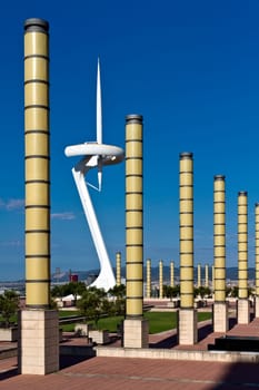 BARCELONA, SPAIN - July 23: Montjuic Communications Tower on July 23, 2011 in Barcelona, Spain. This Tower was built for the Olympic Games of 1992.