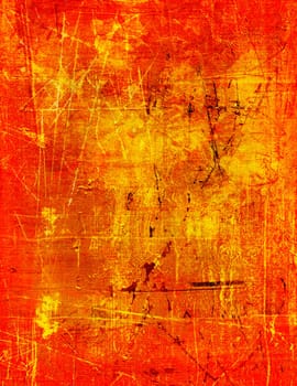 Gold paint scratched on wooden panel