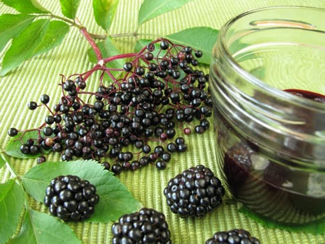 Jam with elderberry and blackberry